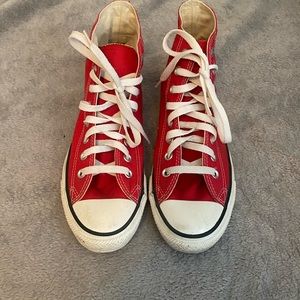 Women’s 9.0 red high top converse